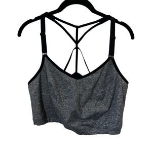 Lane Bryant Livi Active Sports Bra Plus Size 26 / 28 Gray Black Stretch Strappy